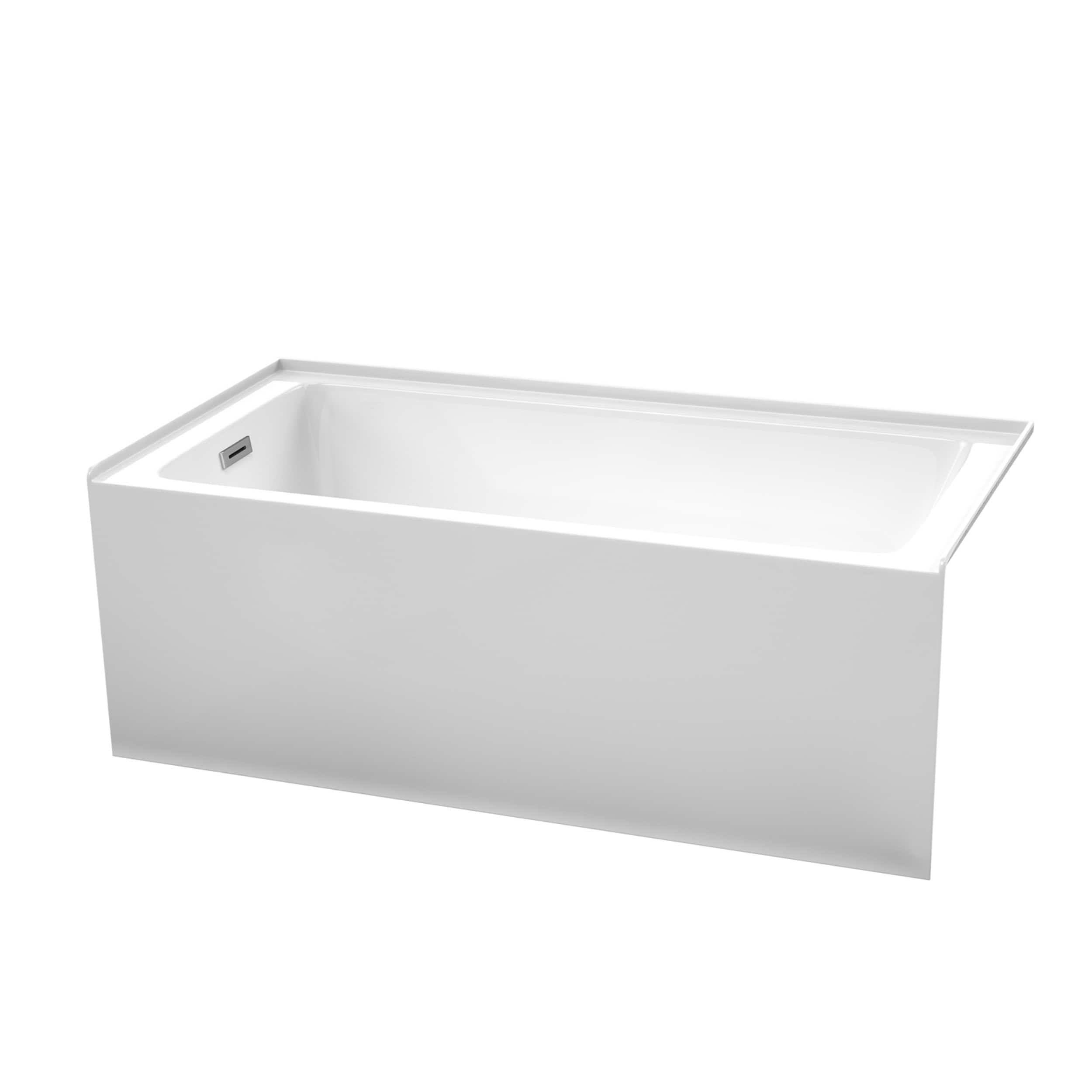 Wyndham Collection WCBTW16030L Grayley 60 x 30 inch Alcove Bathtub in White with Left-Hand Drain and Overflow Trim in Polished Chrome