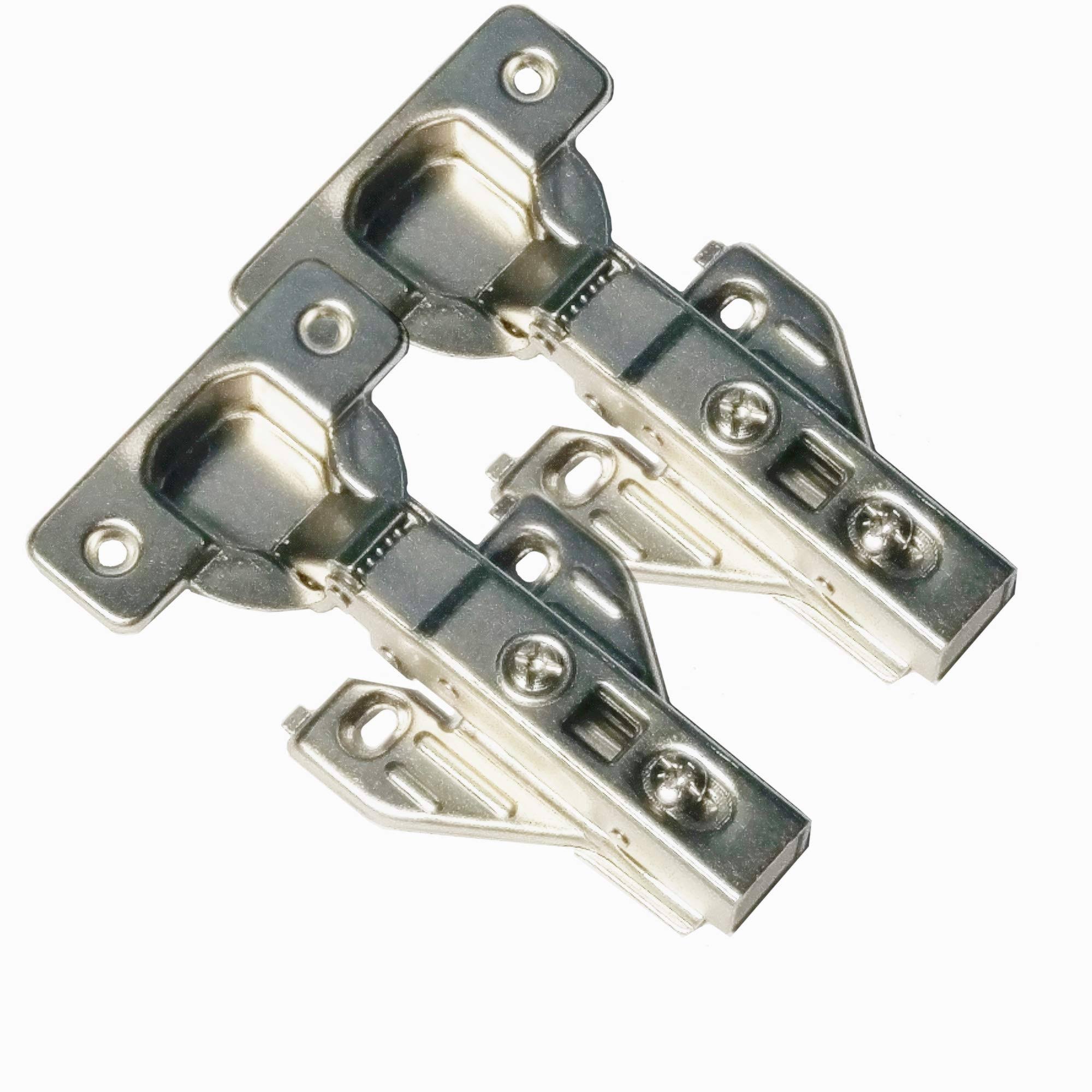 2 Piece Clip on Soft Close Hinges 105 Degree, Self Closing, Frameless, with Mounting Plates Full Overlay Premium Included Screws, 1 Pair 00MM Kitchen