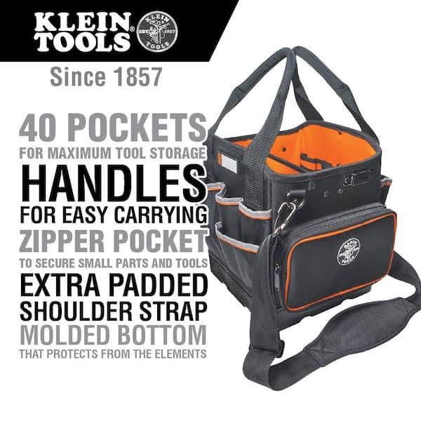 Klein Tools Tradesman Pro 10 in. Tote Organizer and 9 in. Stand-up Zipper Tool Bag Set, Black