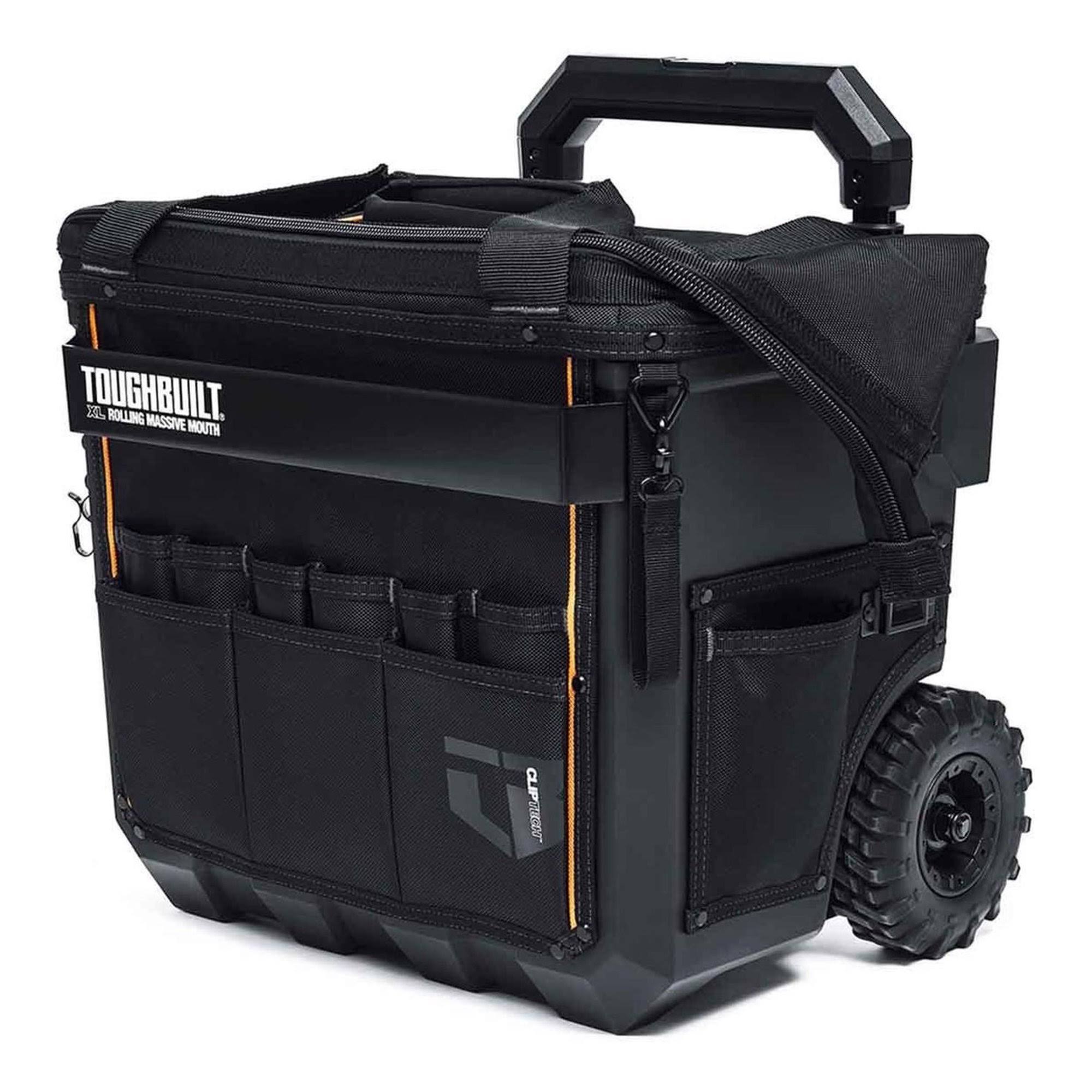 Toughbuilt Massive Mouth Hard Bottom Large Black Polyester 14-in Zippered Rolling Tool Bag