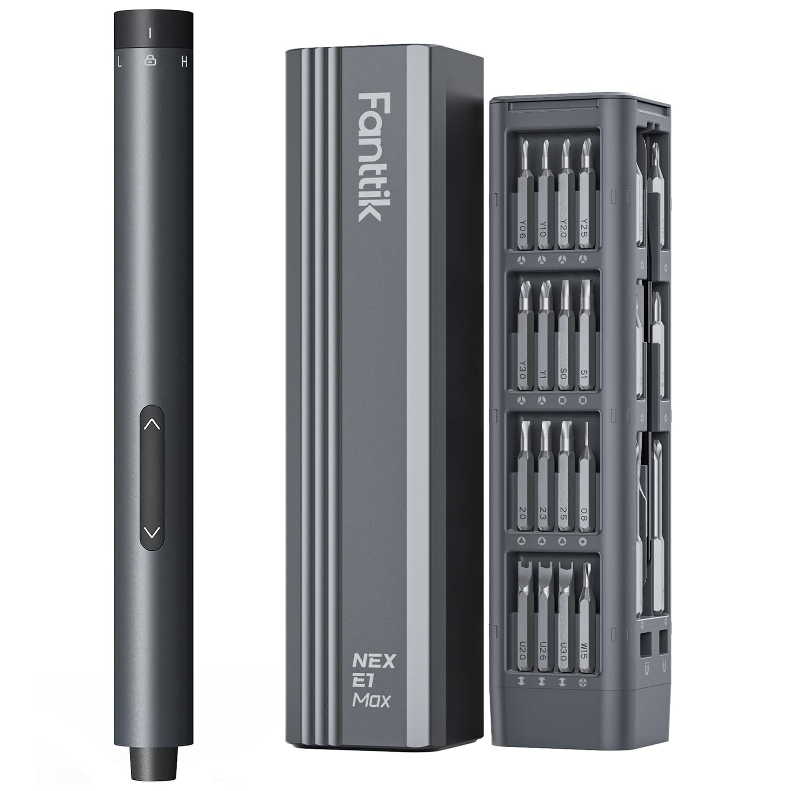 Fanttik E1 Max 3.7V Mini Precision Electric Screwdriver, 50-in-1 Magnetic Bits, 2 Torque Settings, Pop-Up Magnetic Case