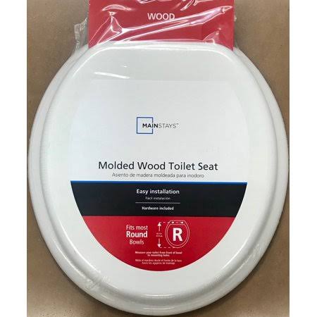 Mainstays Round Molded Wood Toilet Seat, White