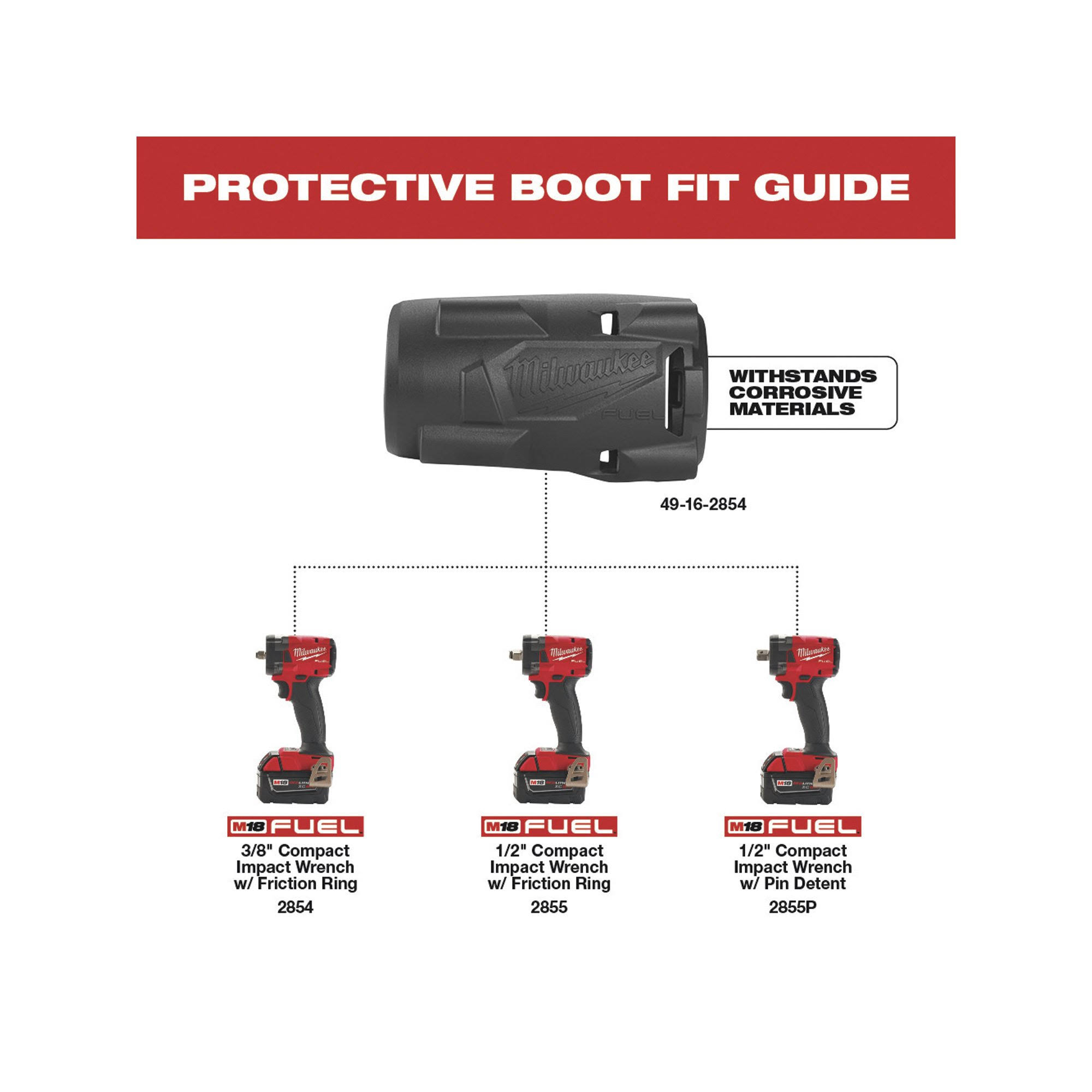 Milwaukee 49-16-2854 M18 Fuel Compact Impact Wrench Protective Boot