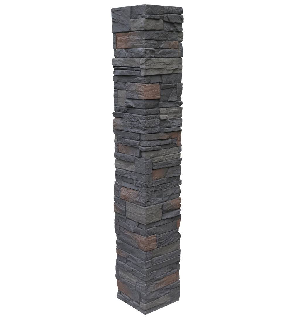 NextStone Country Ledgestone 8 in. x 8 in. x 47 in. Appalachian Gray Polyurethane Faux Stone Split Post Cover (2-Piece)
