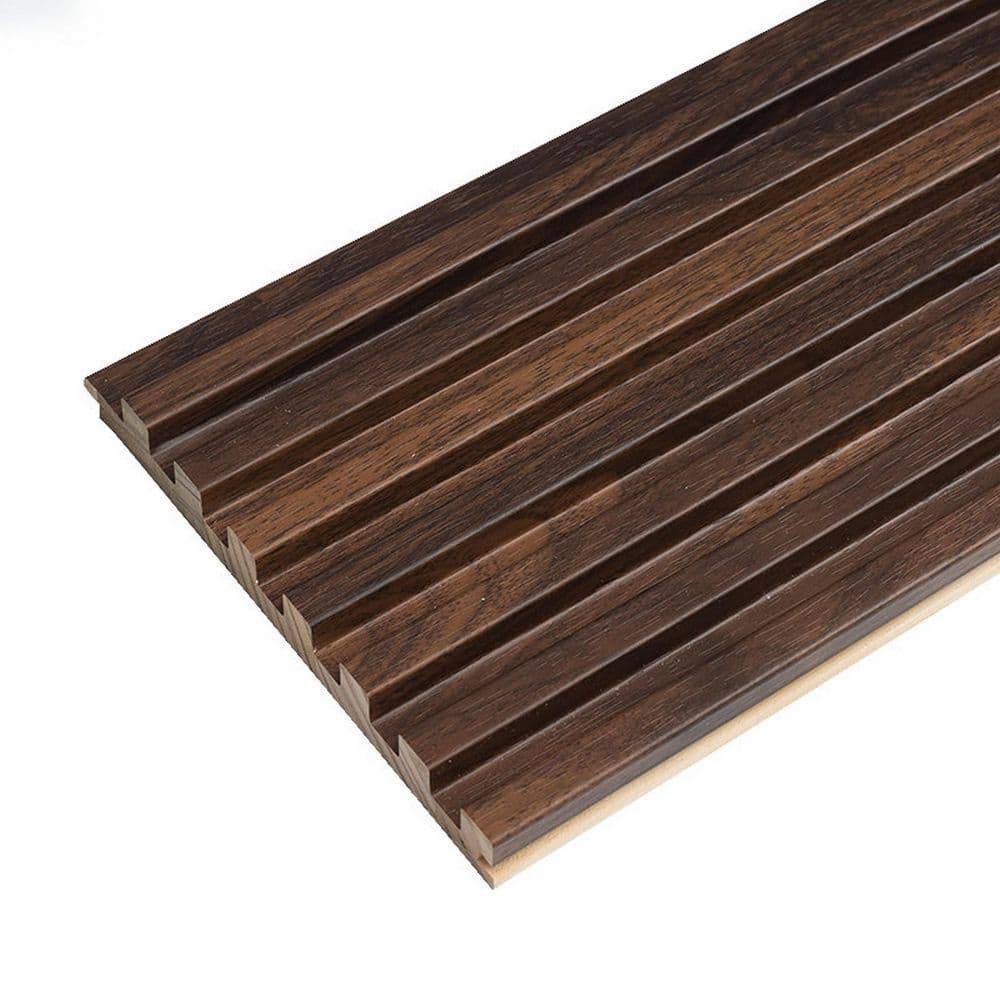 Ejoy 106 in. x 6 in x 0.5 in. Solid Wood Wall 7 Grid Cladding Siding Board in Oak Brown Color (Set of 4-Piece) WC7G_011