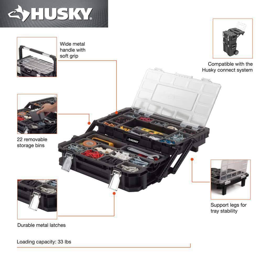 Husky 22 in. 22-Compartment Connect Cantilever Organizer for Small Parts
