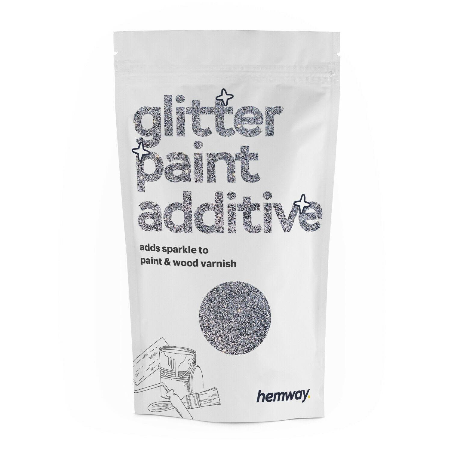 Hemway (Silver) Glitter Paint Additive Crystals 100g / 3.5oz for Acrylic Latex Emulsion Paint- Interior Exterior Wall Ceiling Wood Varnish Dead