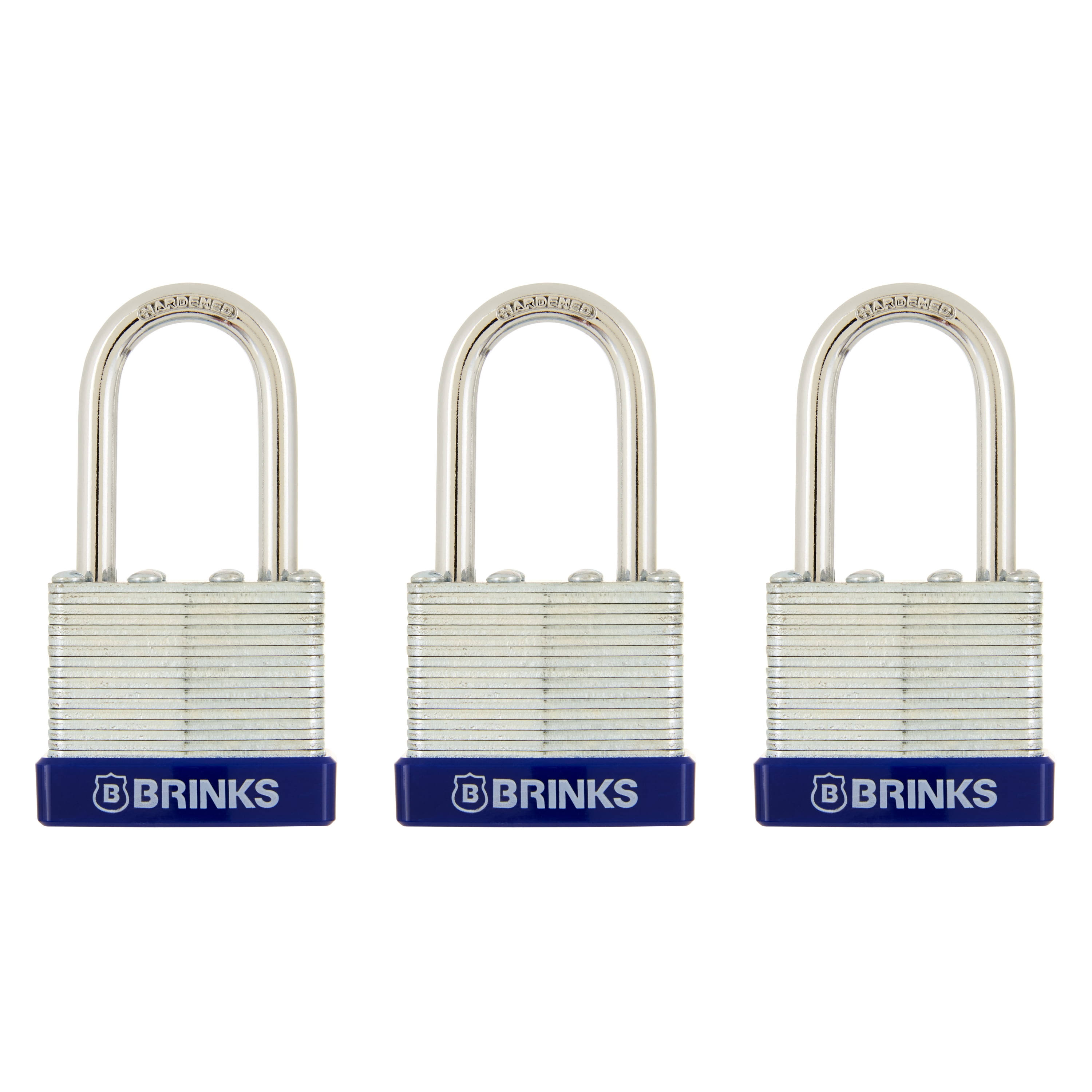 Brink's Laminated Steel 40mm Padlock, 3 Pack, Silver