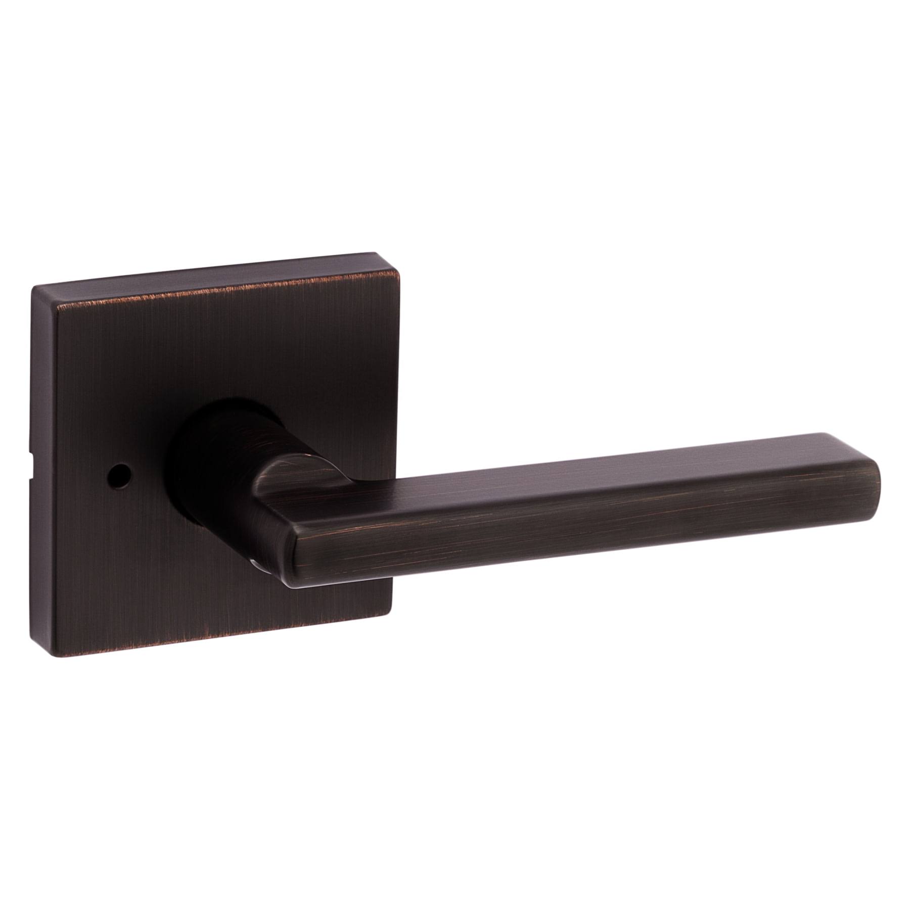 Kwikset Halifax Lever with Square Rose Privacy / Venetian Bronze
