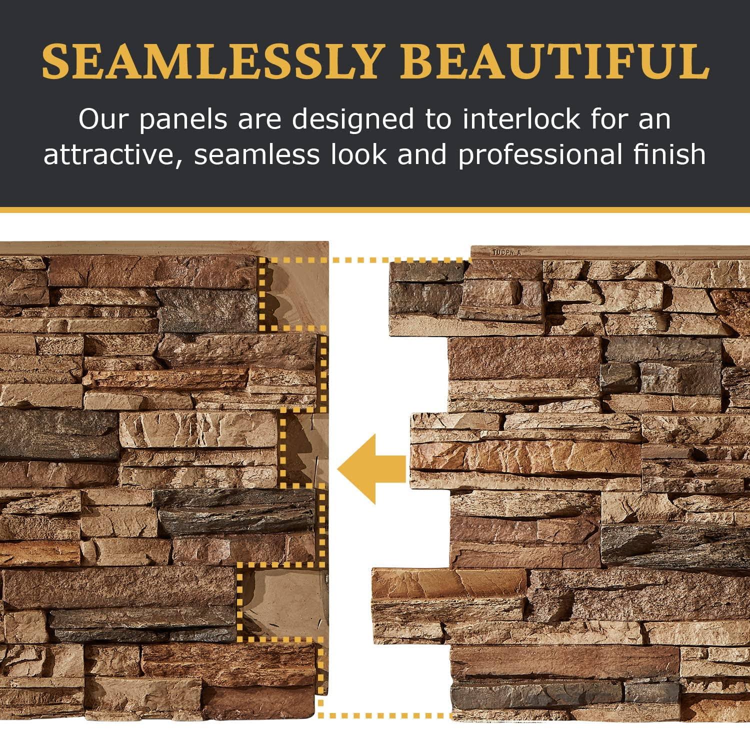AZ Faux High-Density Polyurethane Faux Stone Wall Covering Panels for Interior and Exterior Decor | Stacked Stone Siding Panel | Sedona | 8