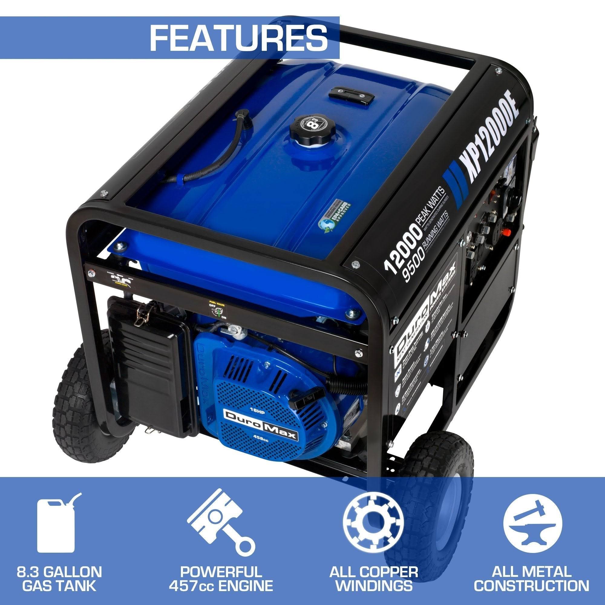 DuroMax 12000-Watt GAS Powered Portable Generator- XP12000E