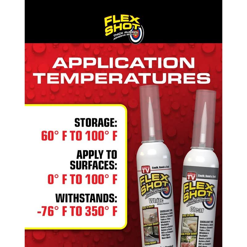 Flex Shot Rubber Adhesive Sealant Caulk, 8-oz, White