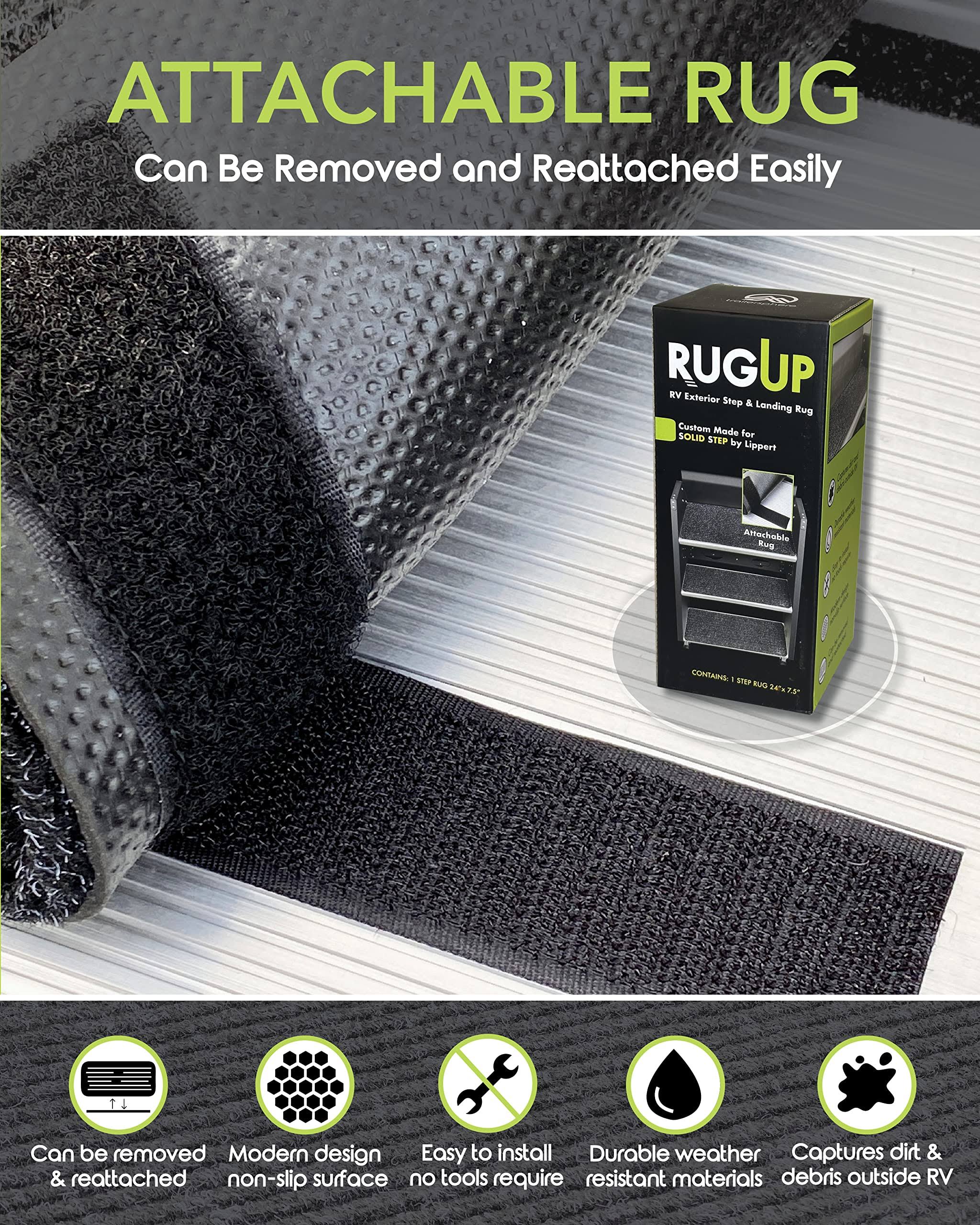 Trailersphere Rugup for Lippert Solid Step and MORryde Step Above (3 Pack- Rug Lippert Solid Step, 24