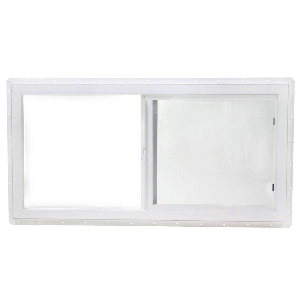 TAFCO VUS4824 47.5 in. x 23.5 in. Utility Left-Hand Single Slider Vinyl Window Single Glass and Screen- White