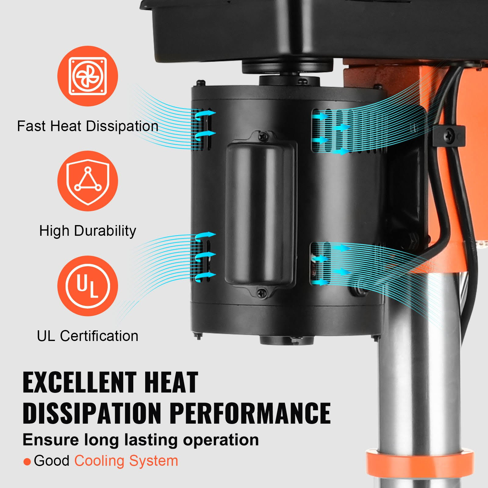 VEVOR 12 in Benchtop Drill Press, 5 Amp 120V, Variable Speed Cast Iron Bench Drill Press, 12 in Swing Distance 0-45�� Tiltling W