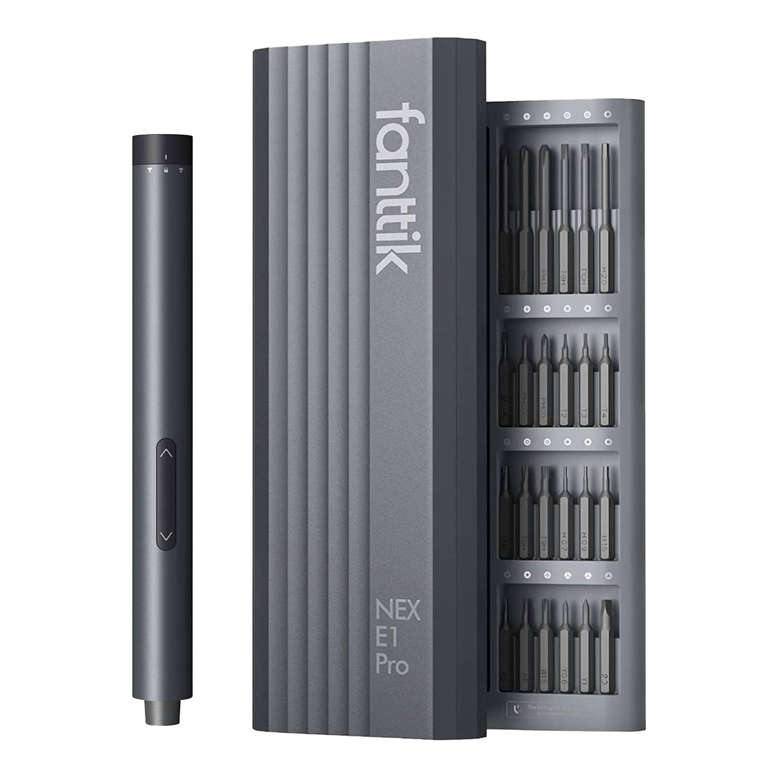 Fanttik Mini Electric Screwdriver, Precision Screwdriver Set with 24 Magnetic Precision Bits, 2 Gears Torque, Cordless, Repair Tool Set for Phone Came