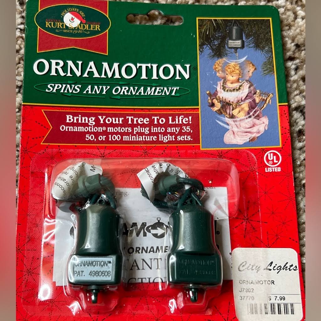 Kurt Adler Twirl It UL Approved Motor Pigtail Ornament- 2 Piece Set