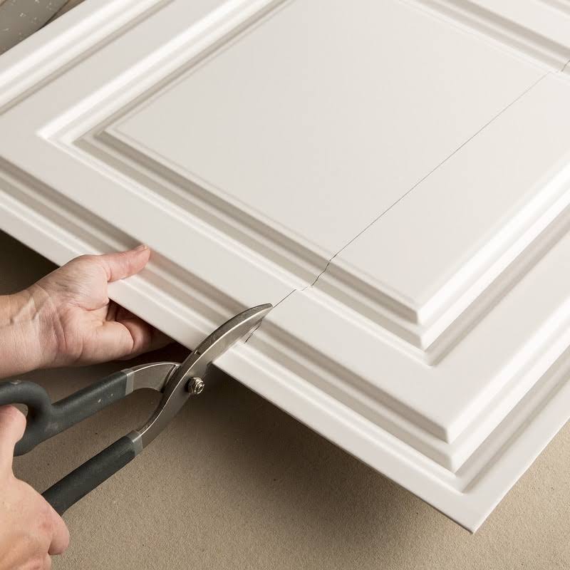 Genesis Icon Relief White 12 in. x 12 in. Lay-In Ceiling Tile Sample