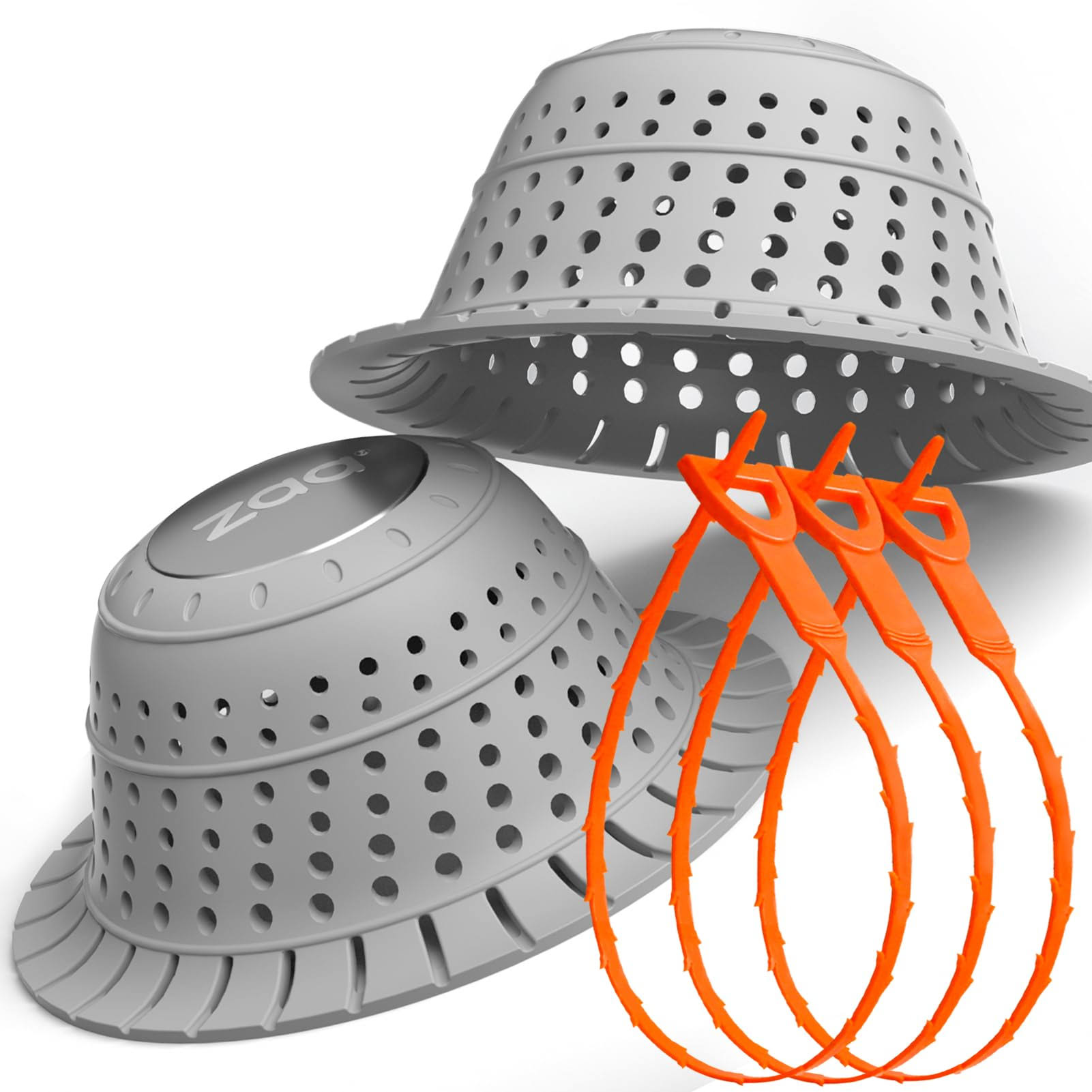 Zaa Bathtub Drain Hair Catcher, 2 Pack Silicone Collapsible Drain Protector for Pop-Up and Regular Drains of Bathtub, Tub, Shower, Bathroom