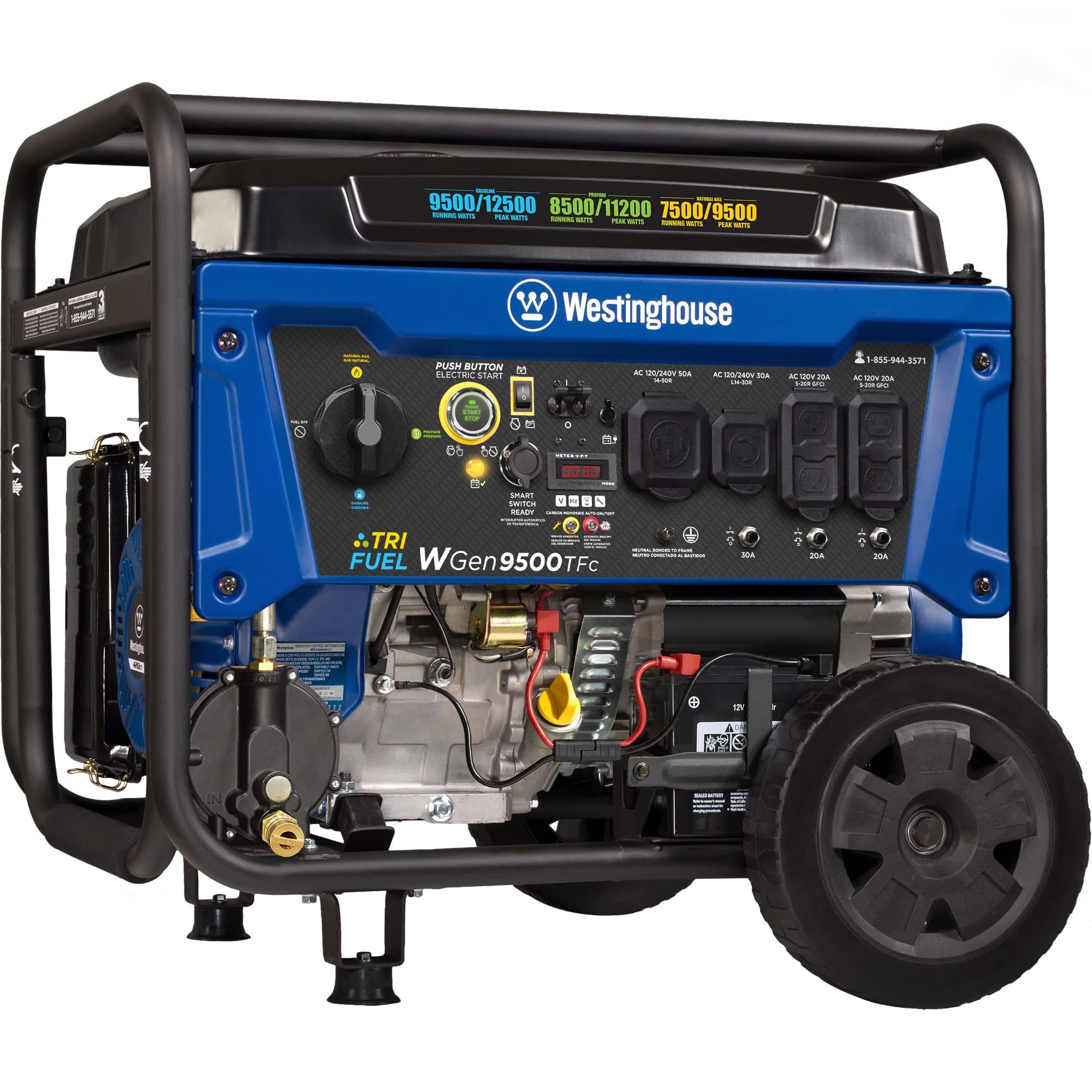 Westinghouse WGen9500TFc 10500 Watt Tri-Fuel Remote Electric Start Portable Generator