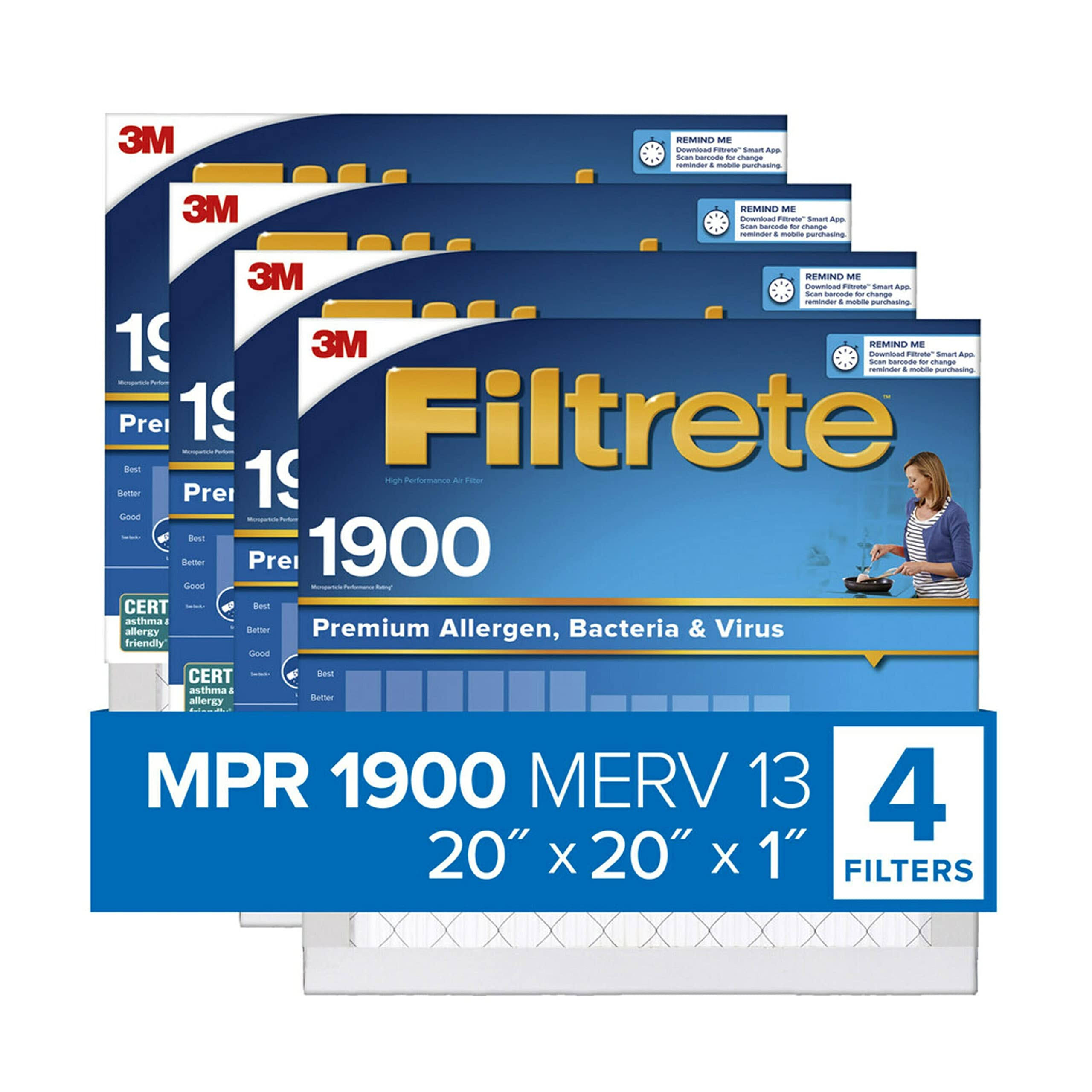 Filtrete 20x20x1, AC Furnace Air Filter, MPR 1900, Healthy Living Ultimate Allergen, 4-Pack
