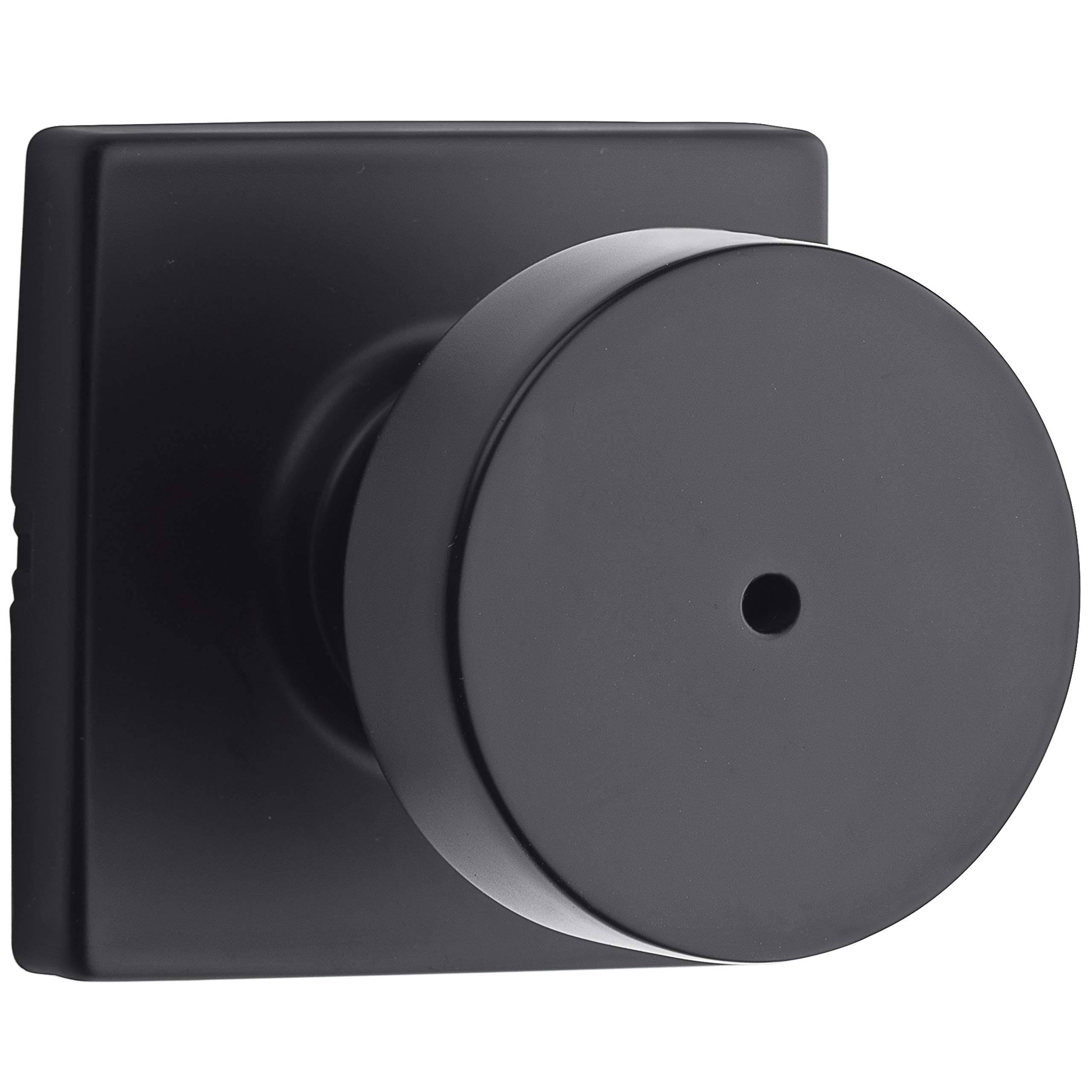 Kwikset 730PSKSQT Pismo Privacy Door Knob with Square Rose- Iron Black