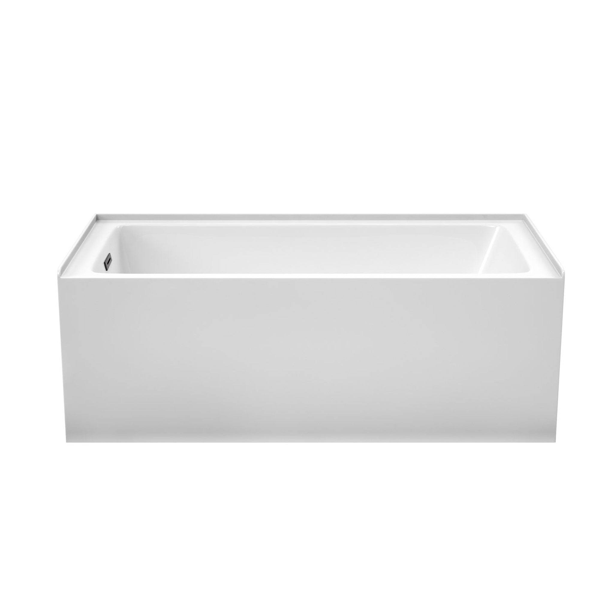 Wyndham Collection WCBTW16030LMBTRIM 60 x 30 in. Grayley Alcove Bathtub with Left-Hand Drain & Overflow Trim in Matte Black White