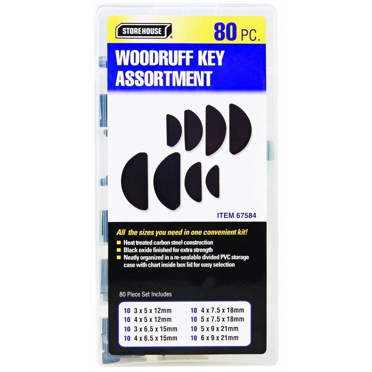 Store House 80 Piece Woodruff Key Assortment, Women's, Black