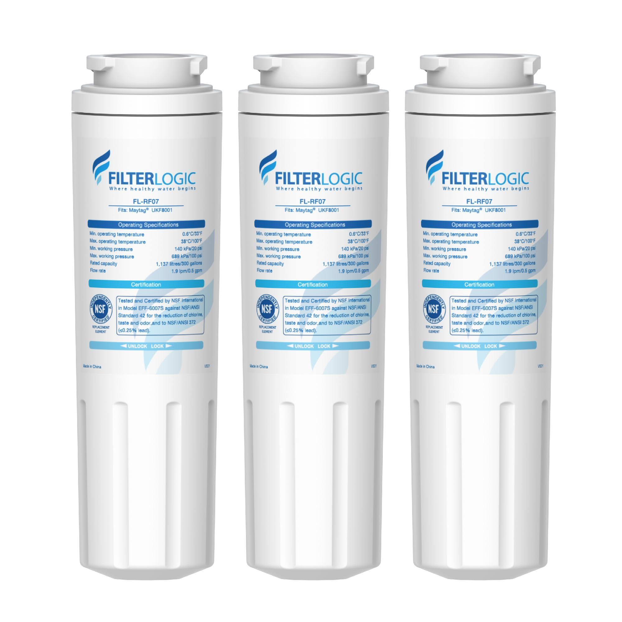 Filterlogic Ukf8001 Water Filter, Replacement for Maytag (Pack of 3), White