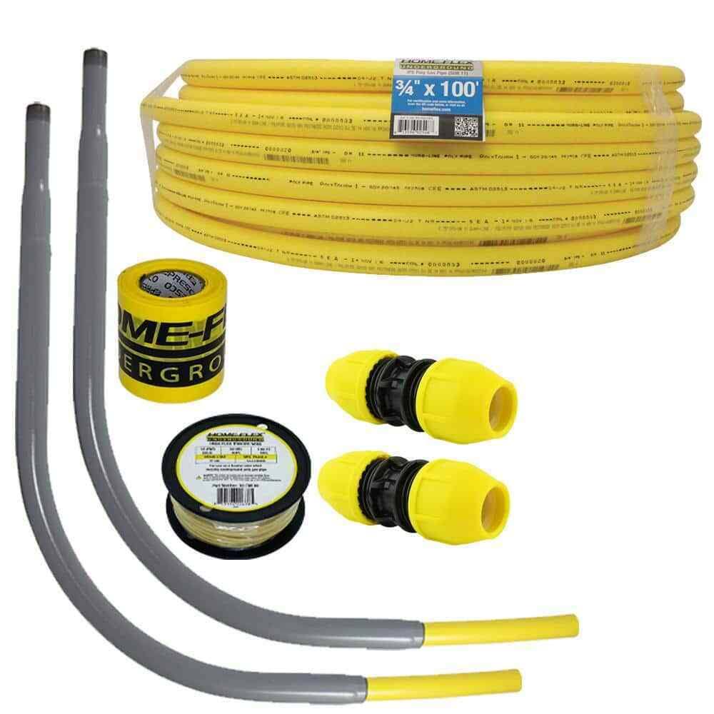 Home-Flex Polyethylene GAS Pipe Kit 3/4 in. x 100 ft. IPS 2 Couplers 2 Risers