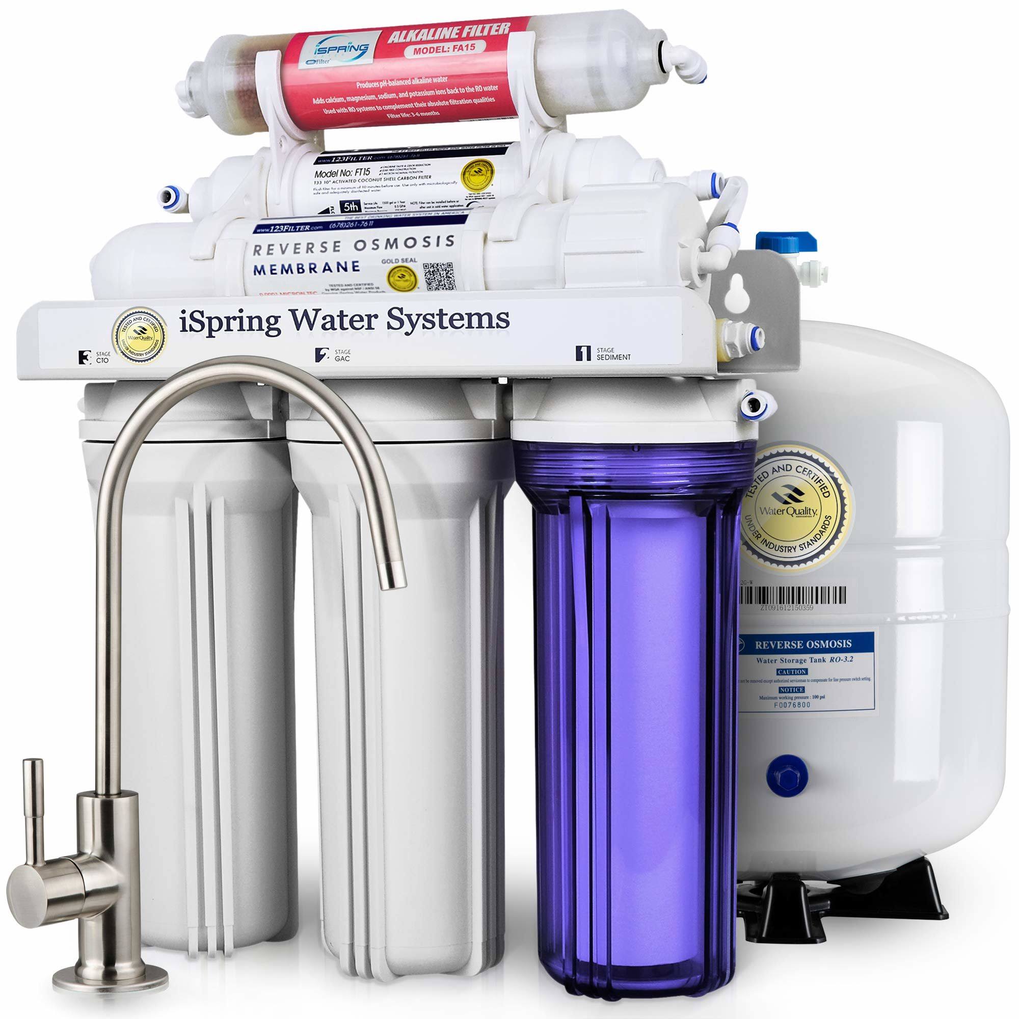 iSpring RCC7AK 6 Stage Under Sink Reverse Osmosis Drinking Water Filter System
