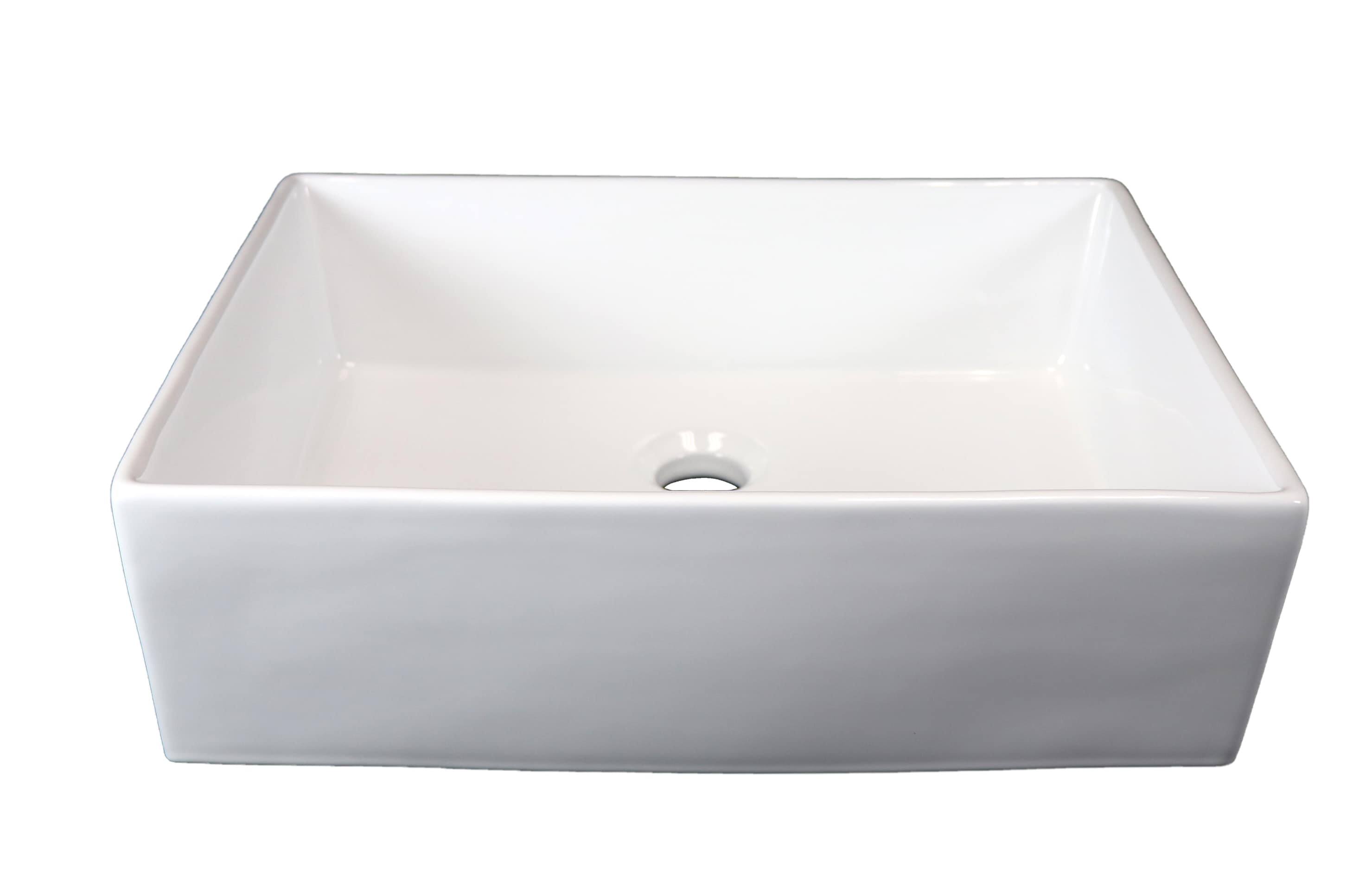 Allen + Roth White Vessel Rectangular Bathroom Sink (18-in x 15.75-in)