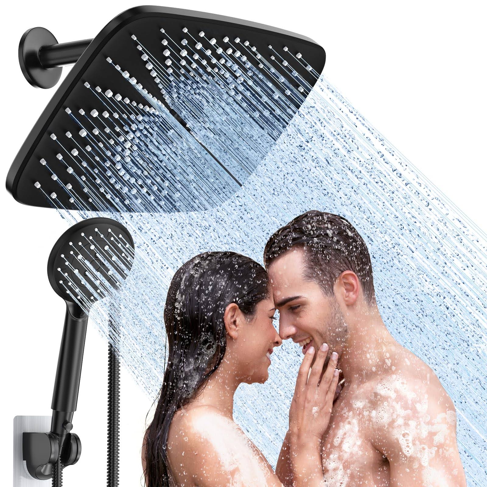 Veken 12 inch High Pressure Rain Shower Head-Shower Heads with 5 Modes Handheld Spray Combo- Wide Rainfall Shower with 70
