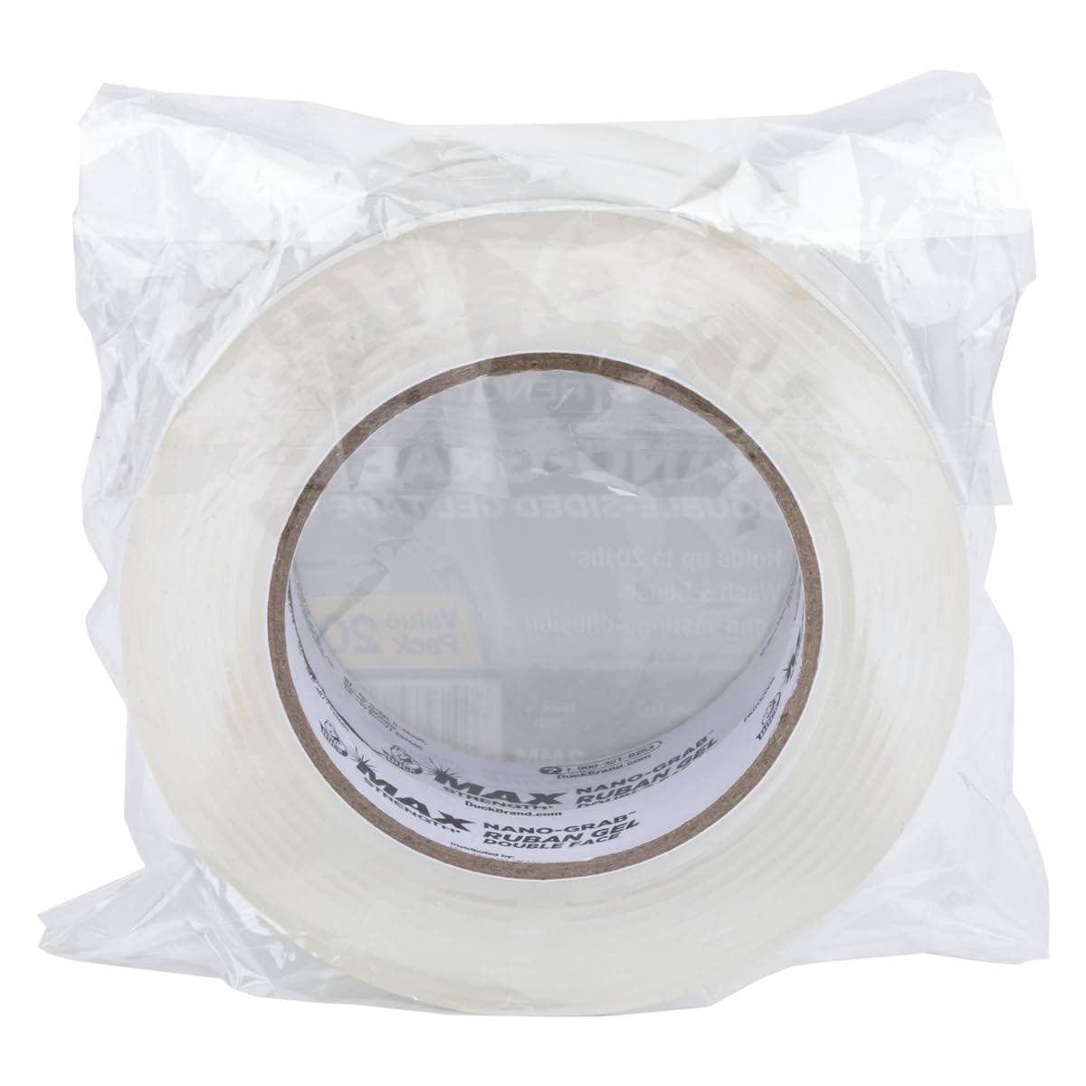 Duck Max Strength Double-Sided Gel Tape with Nano-Grab Technology, Heavy Duty, Multi-Purpose & Removable Adhesive, 0.94 in. x 10 ft, Clear, 2 Rolls