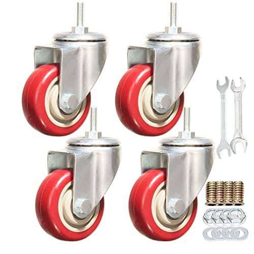 Heavy Duty Stem Caster Wheels Double Bearing PU Castors No Noise Swive