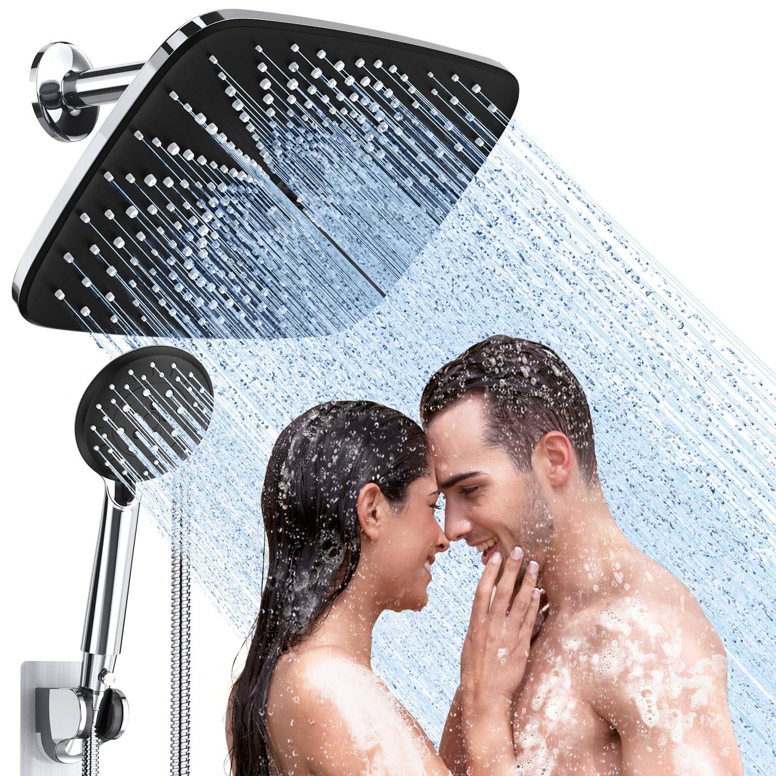 Veken 12 inch High Pressure Rain Shower Head-Shower Heads with 5 Modes Handheld Spray Combo- Wide Rainfall Shower with 70