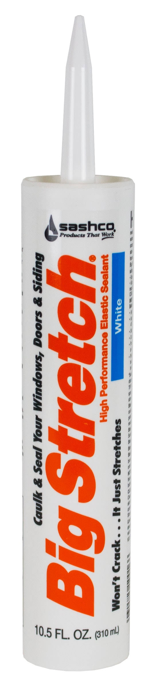 Sashco 10016 Big Stretch Acrylic Caulk, White, 10.5 oz