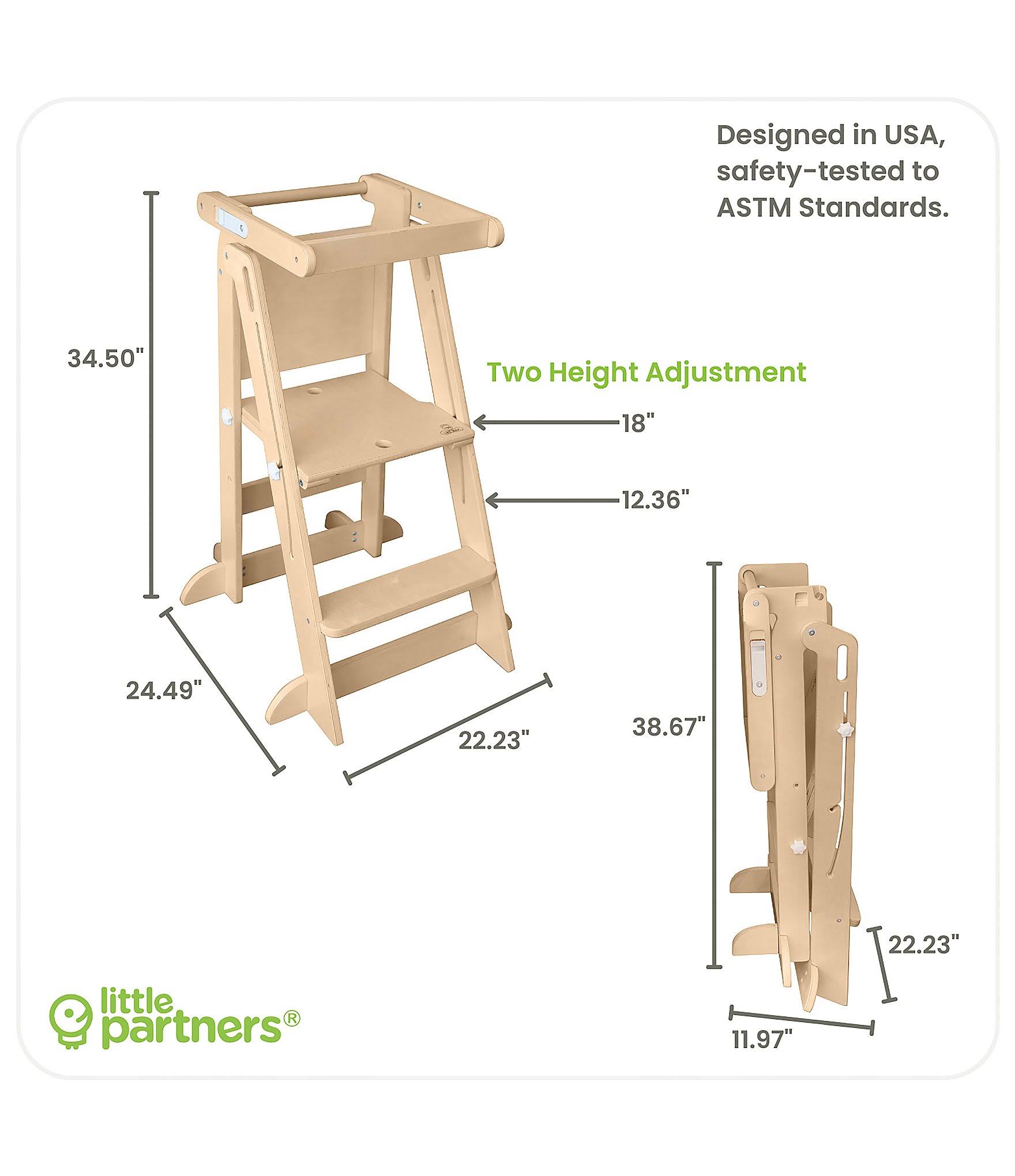 Little Partners Learn 'n Fold Learning Tower Toddler Step Stool in Charcoal w/Natural