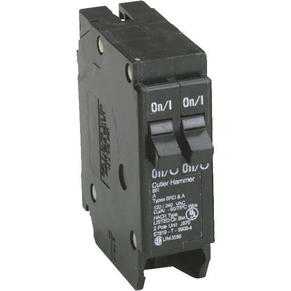 Cutler Hammer Twin Circuit Breaker, 20/20 Amp, 120 Vac