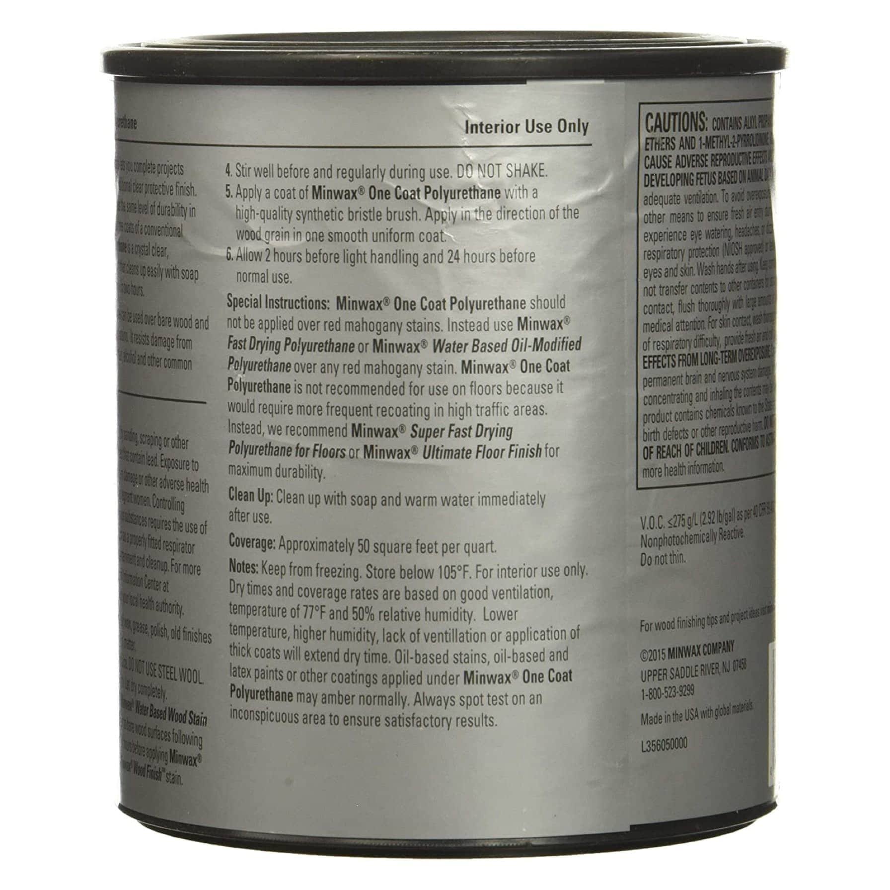 Minwax One Coat Polyurethane Satin, 1-Qt,