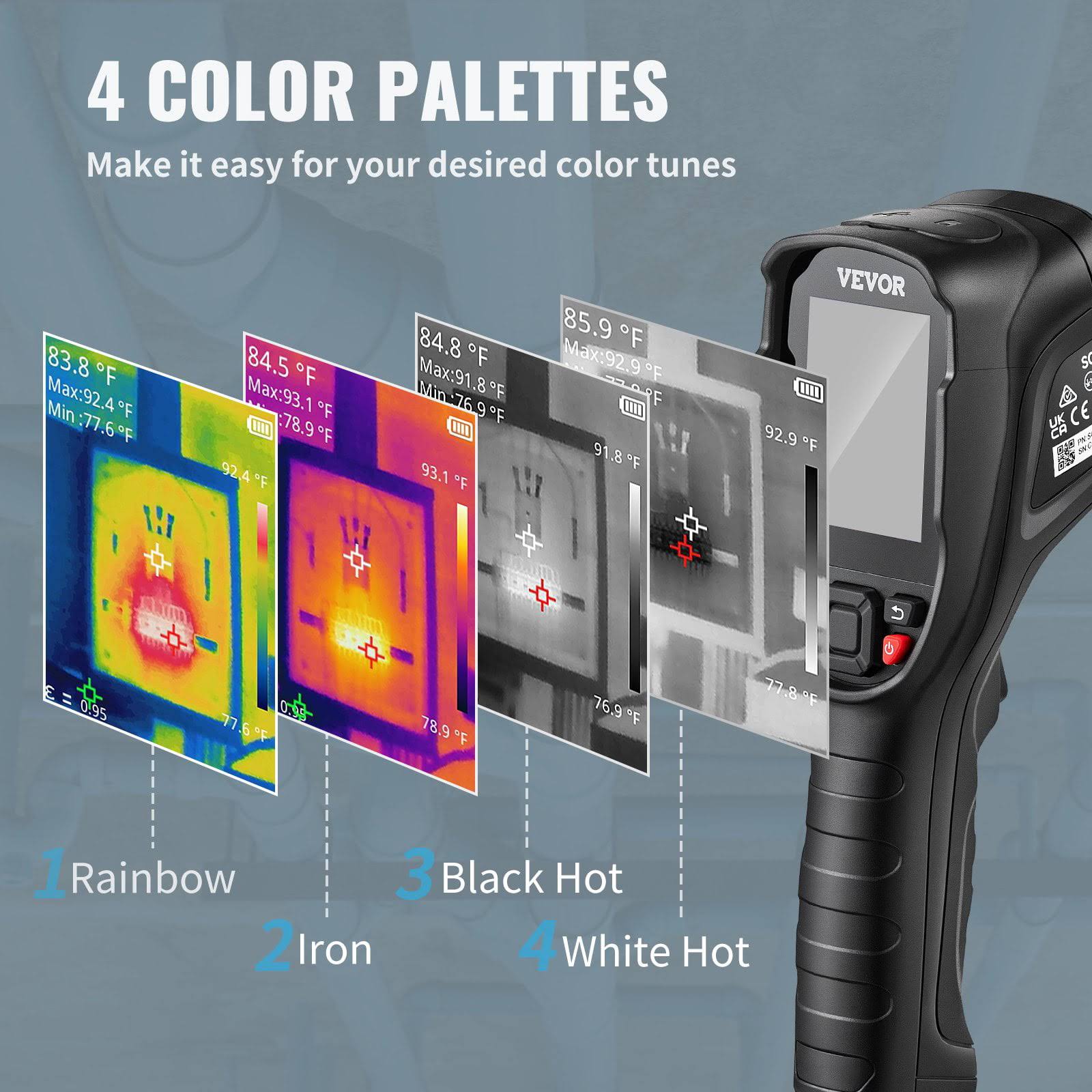 VEVOR Thermal Imaging Camera 240x180 IR Resolution (43200 Pixels) 20Hz Refresh Rate Infrared Camera with-4��F~662��F Temperature Range 16g Built-in SD