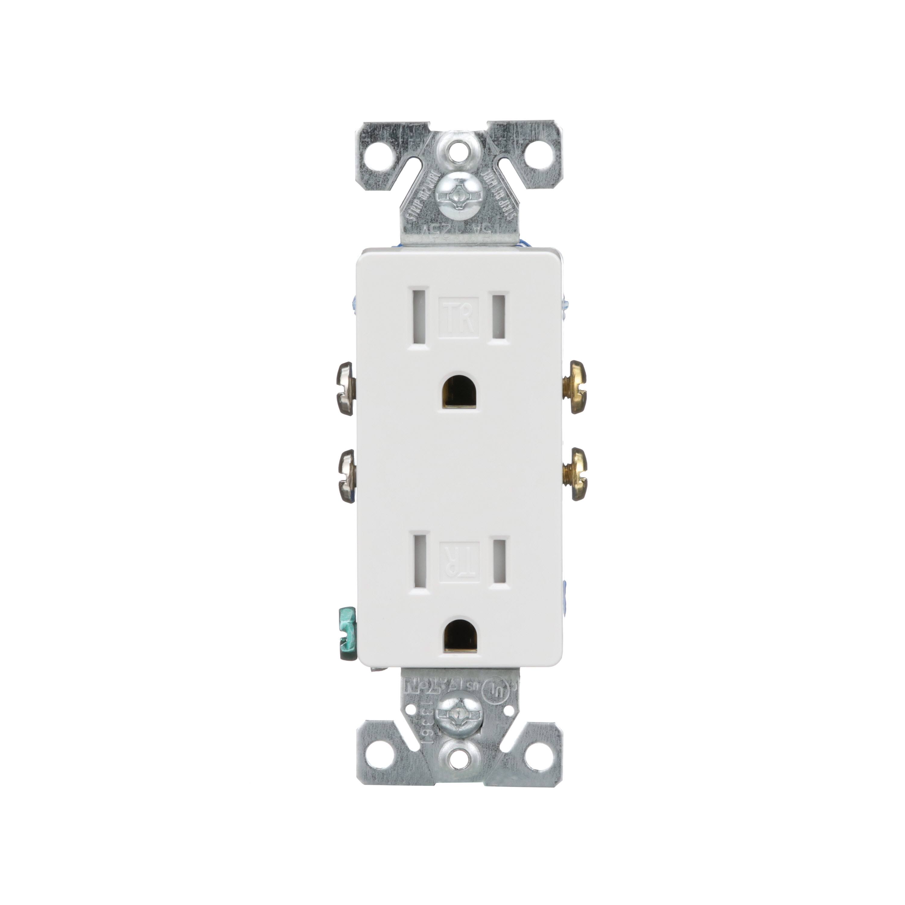 Eaton 1107W-10-LW 15-Amp White Decorator Residential Outlet- 10 ct