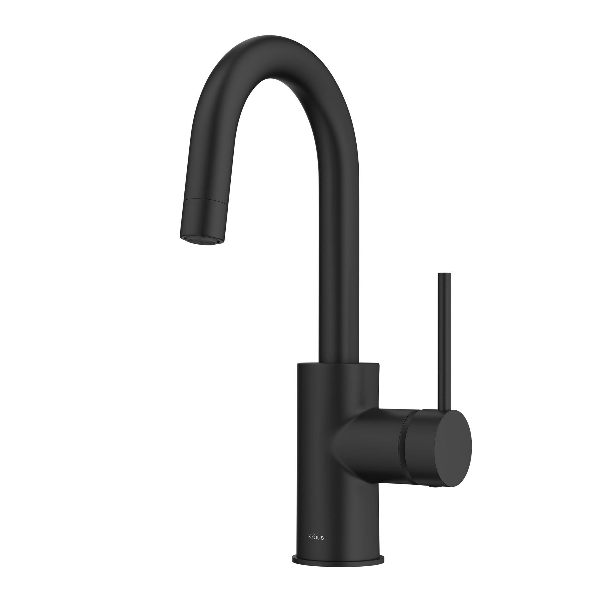 Kraus KPF-2600MB Oletto Single Handle Kitchen Bar Faucet with QuickDock Top Mount Installation Assembly, Matte Black