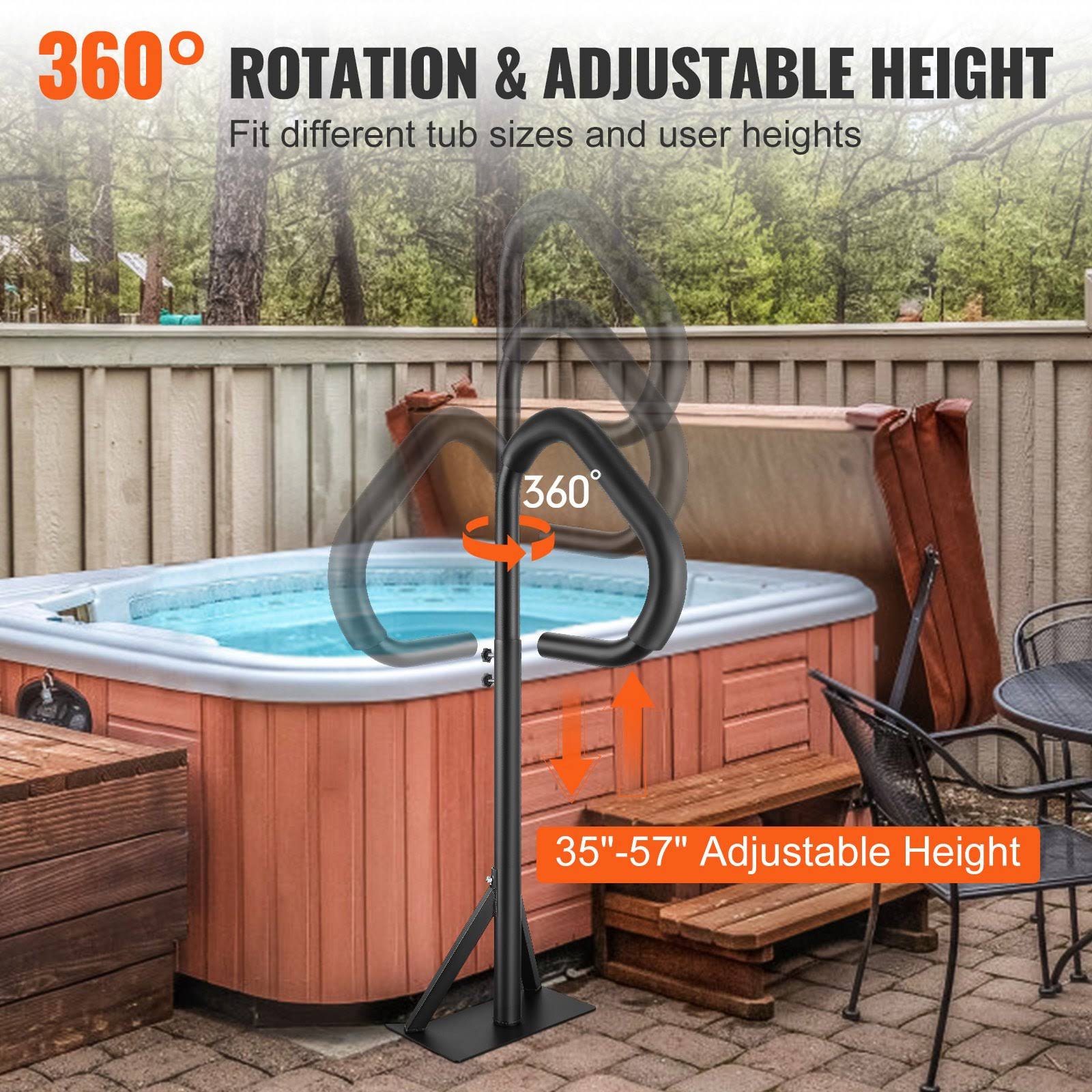 VEVOR Hot Tub Handrail, 360 Rotatable Spa Side Handrail with 35 inch-57 inch Adjustable Height, Rust-proof Aluminum Spa Step Hot Tub Hand Rail with