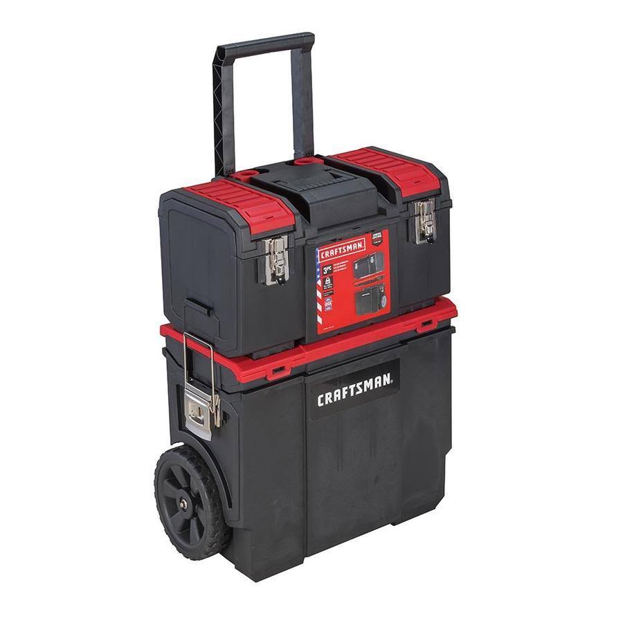 Craftsman CMST18614 DIY 19-in Red Plastic Wheels Lockable Tool Box