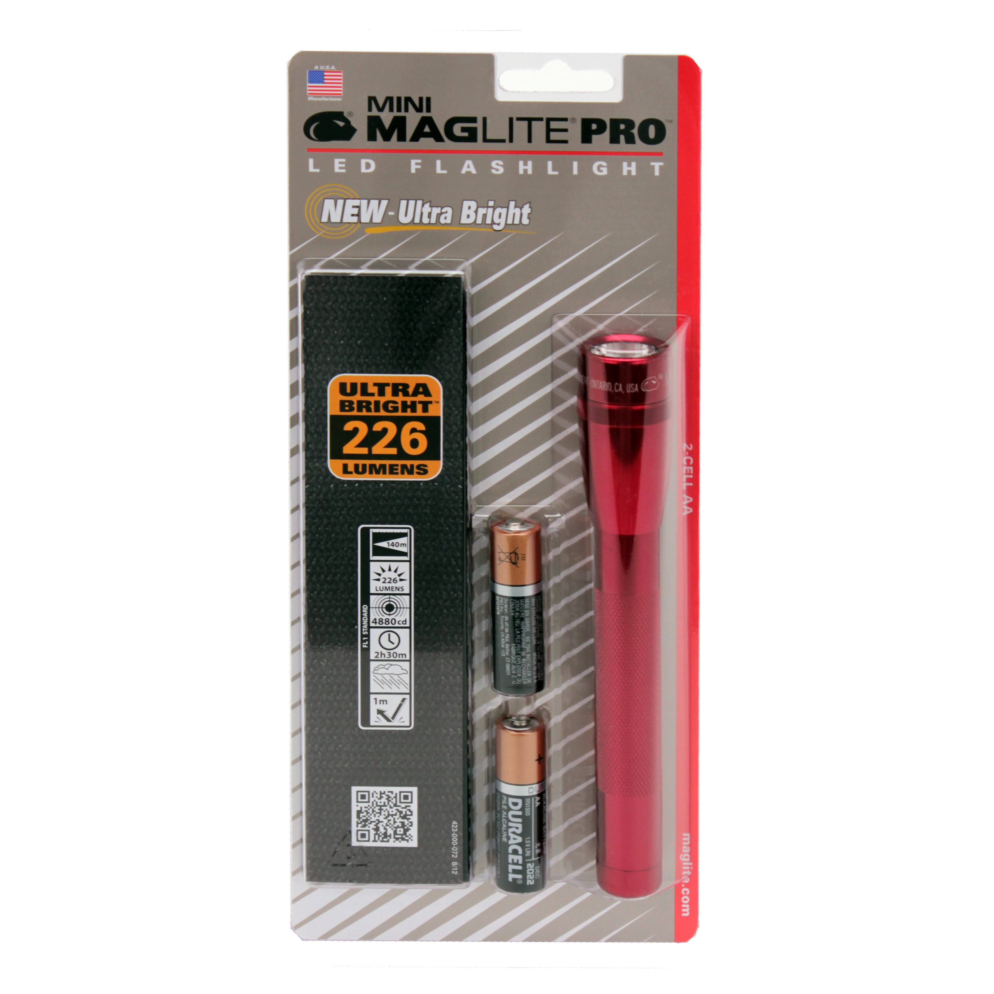 Maglite SP2P Mini Pro 2AA LED Flashlight- Red