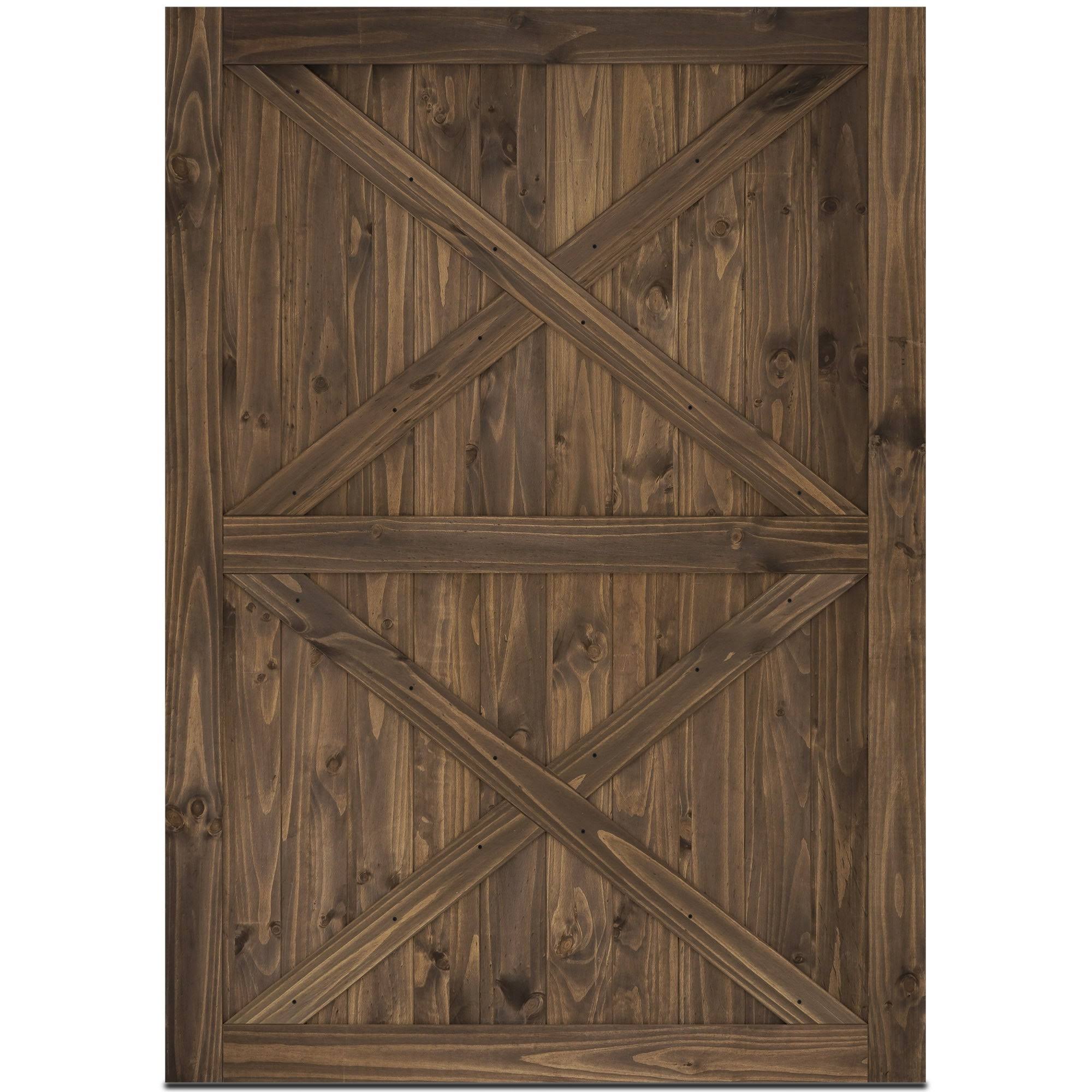 Belleze 60 inch DIY Sliding Interior Barn Door, Modern Farmhouse- Espresso, Size: 60 x 84 / Double X, Brown