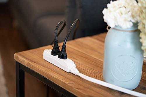 Woods Slimline 2241 16/3 Flat Plug Indoor Extension Cord 8-Foot 3 Outlets Right Angled Plug Space Saving Design UL Listed