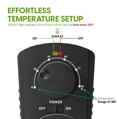 EconoHome Adjustable Thermostat- Universal Plugin Heating & Cooling Thermostat- Compatible with Most EconoHome Wall Mount Spac, Blk