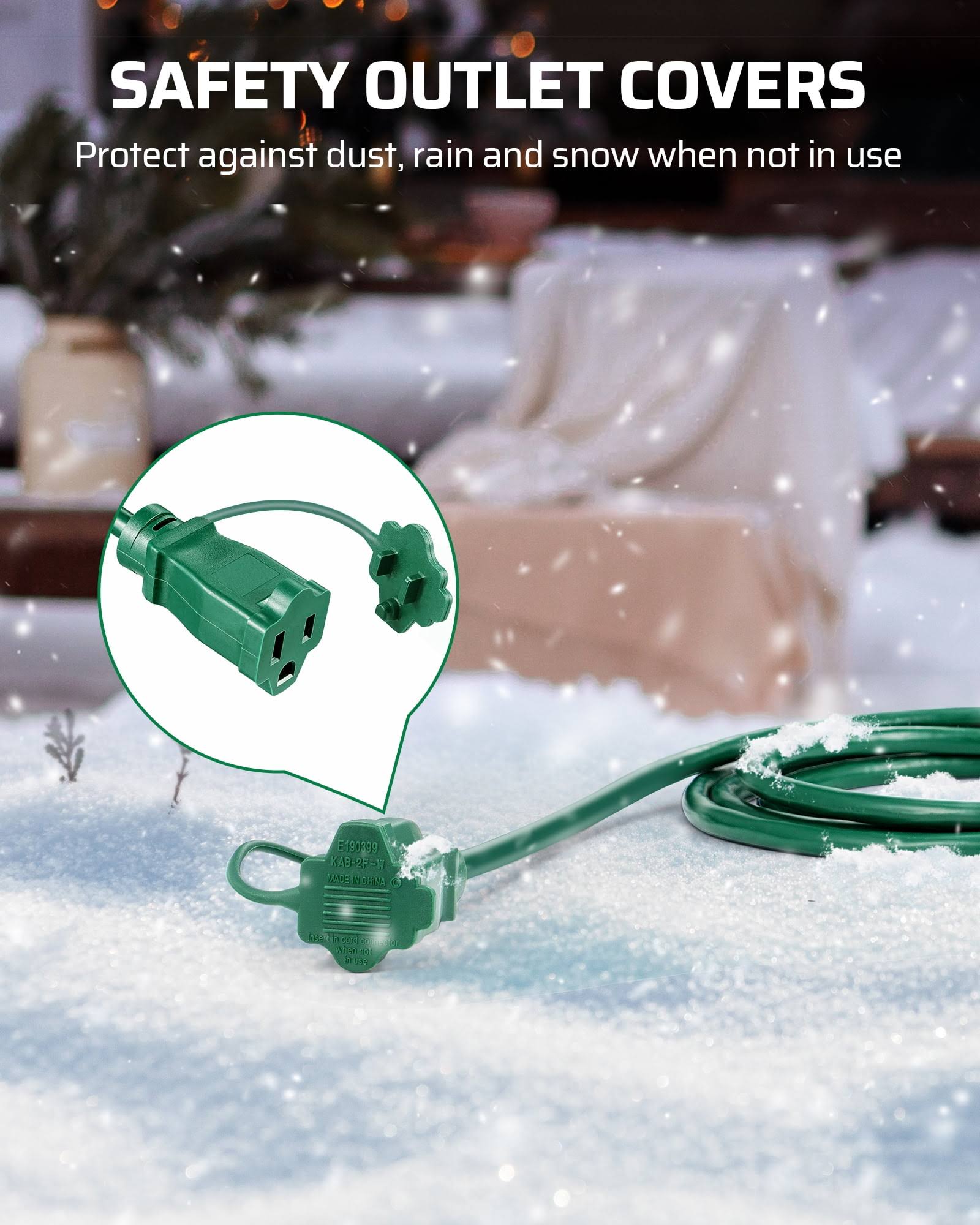 DEWENWILS 25ft Outdoor Extension Cord Evenly Spaced 3 Outlets Plugs with Safety Cover 16/3 SJTW Weatherproof